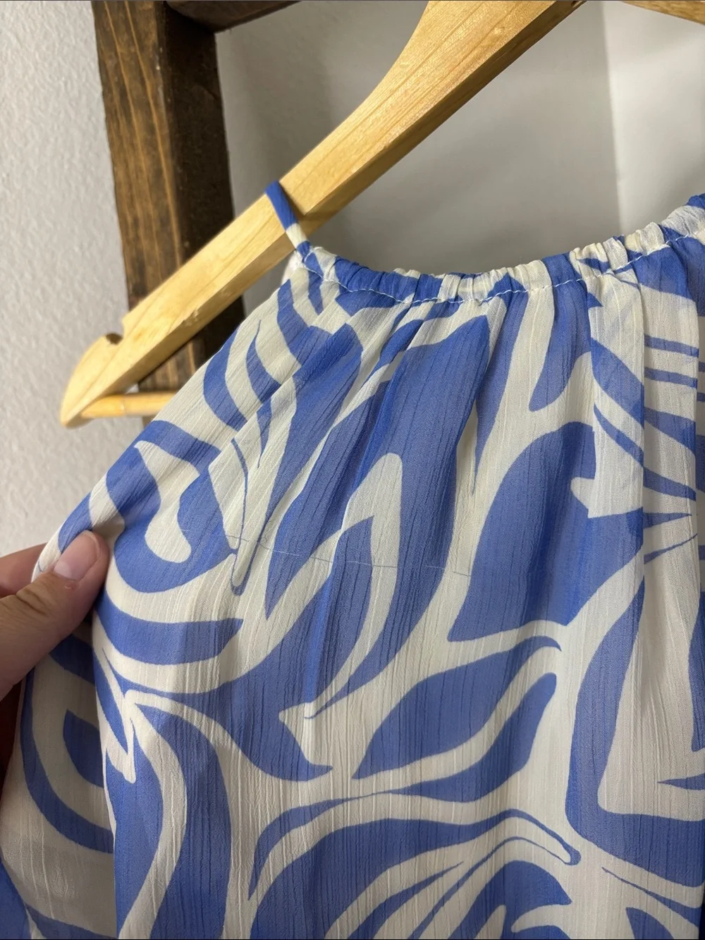 1. State Blue & White Printed Tiered Skirt Set Size S